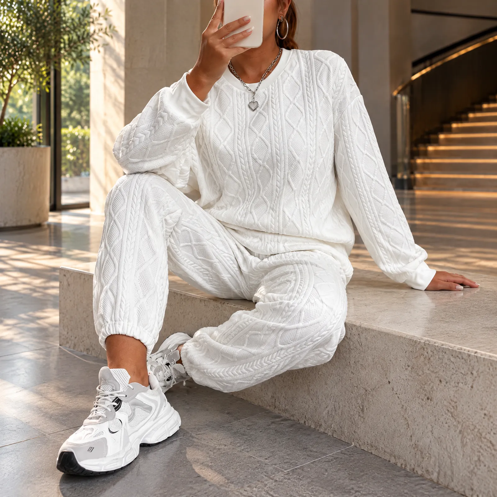 Summerfield Diamond Knit Set: styling view